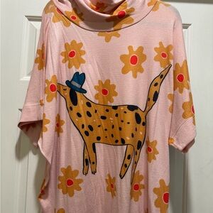 Pink and Orange Graphic Women's Blouse INoah size xl
